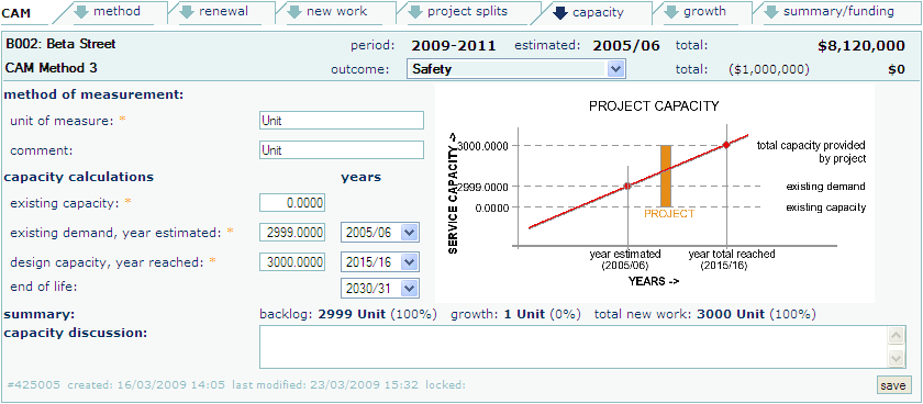 Cost Allocation Capacities Screen