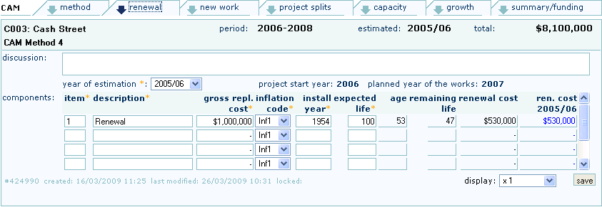 Cost Allocation Renewals Screen